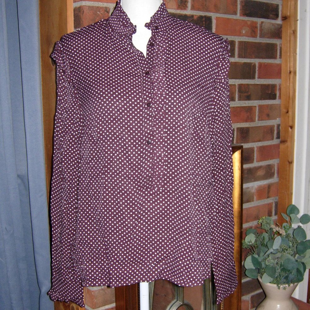 H&M Polka Dot Ruffle Trimmed Pop Over Top 4 NEW WITH TAG